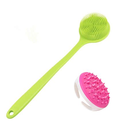 Cinlitek Silicone Body Scrubber Long Handle Back Scrubber For Shower