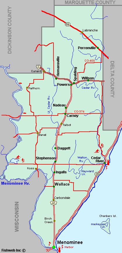 Menominee County Map Tour - lakes - snowmobile - ATV - river - hike ...