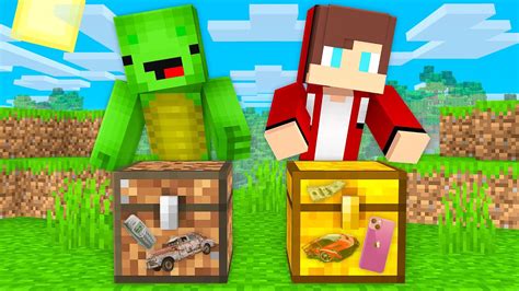 Mikey Poor Chest Vs Jj Rich Chest In Minecraft Maizen Youtube