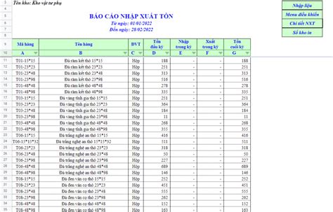 Mẫu file quản lý xuất nhập tồn kho bằng Excel miễn phí 2023