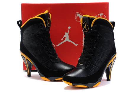 Womens Air Jordan 9 Ix High Heel Shoes Black Yellow World Wide