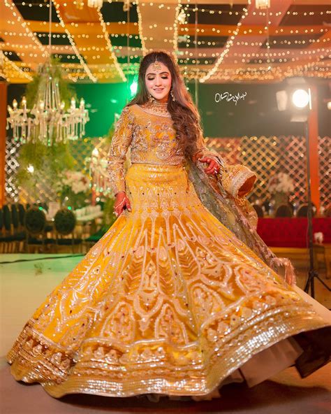 Pakistani Bridal Mehndi Outfit In Long Frock Bn Off