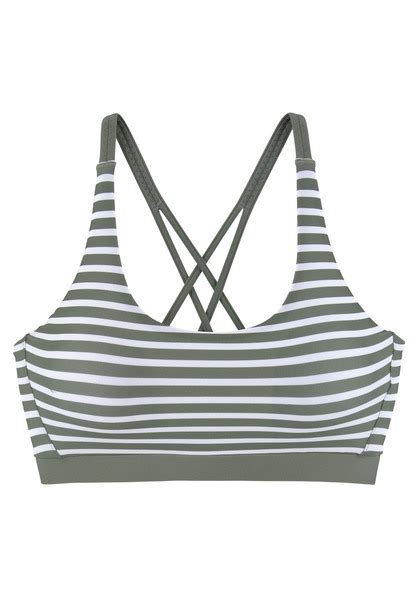 Venice Beach Bustier Bikini Top Summer Oliv Gestreift 34