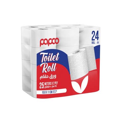 Buy Papco Toilet Roll 25 M × 2 Ply 24 Rolls توصيل