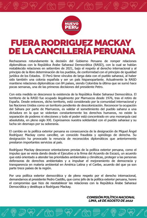 Alvaro On Twitter RT NuevoPeruMov FueraRodriguezMackay De La