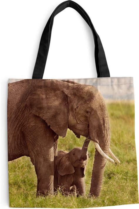 Schoudertas Strandtas Shopper Olifant Gras Jong Slurf X