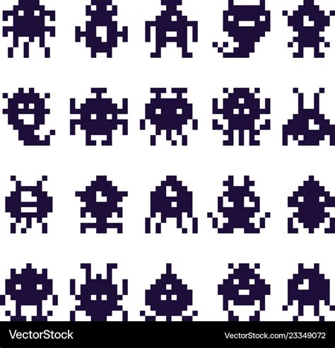 Pixel art invaders silhouette space invader Vector Image