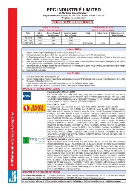 Epc Industries Ltd India Infoline Finance Limited