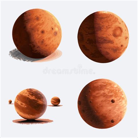 Set Of Mars Isolated On White Background Vector Illustration For Your