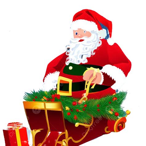 Santa Claus In A Gift Cart Santa Claus Christmas Merry Christmas Png