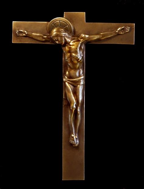 Magnificent S Art Deco Bronze Wall Cross Crucifix Signed Hartmann