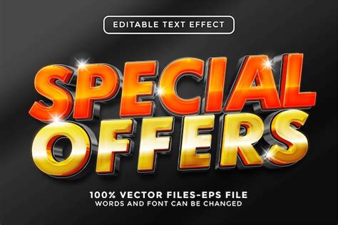 Efecto De Texto Editable De Ofertas Especiales Vector Premium