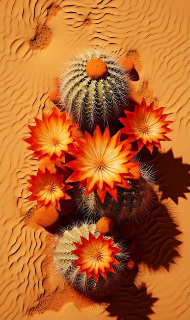 Premium AI Image | Cactus flowers in the desert Colorful cactus flower