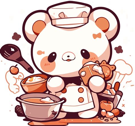 A cartoon bear is cooking in a kitchen 24258084 PNG