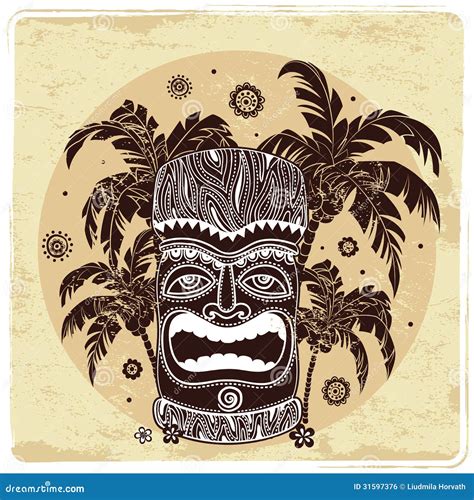 Vintage Aloha Tiki Illustration Royalty Free Stock Image Image 31597376