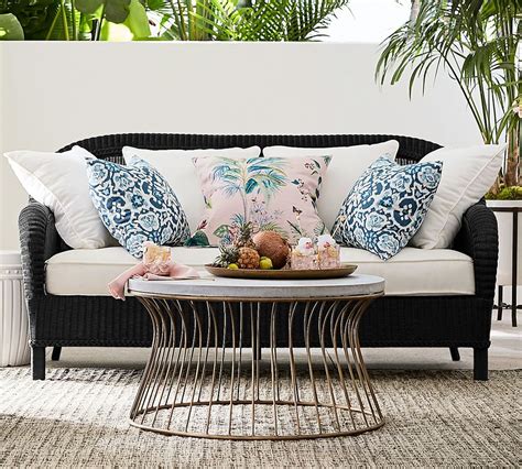 Palmetto All Weather Wicker Sofa Black Pottery Barn