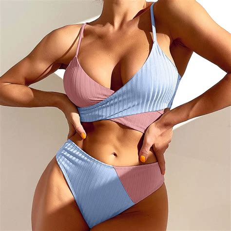 Women Sexy Bikini Set Matching Thick Strip Cross Strap Bikinis Sexy