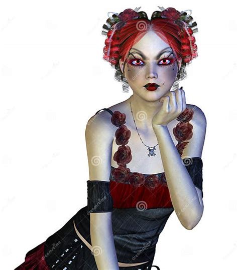 Gothic Girl In Red Dress Stock Illustration Illustration Of Clipart