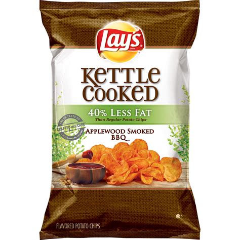 Lays Kettle Cooked Potato Chips 40 Less Fat Applewood Smoked Bbq 2