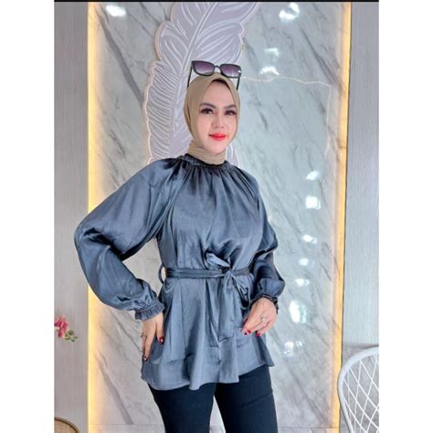 Jual Cod Blouse Keren Kemeja Wanita Atasan Wanita Kemeja Satin Blouse