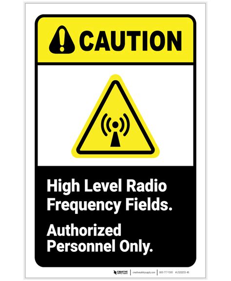 Caution High Level Radio Frequency Fields With Icon Ansi Portrait Label