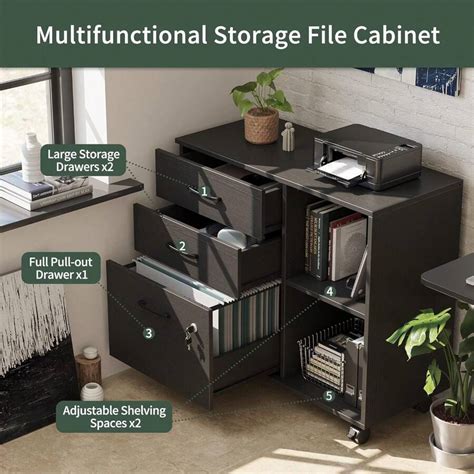 Fezibo Drawer Mobile File Cabinet Lateral Filing Cabinet With Lock