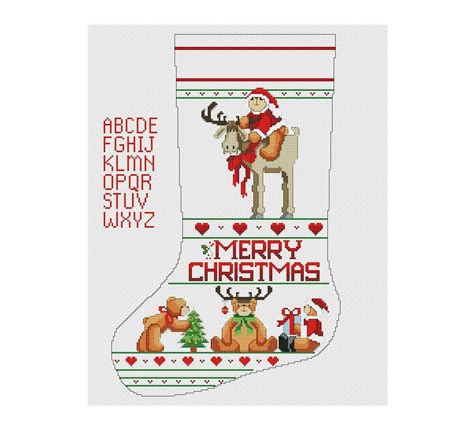 Christmas Stocking Cross Stitch Pattern Merry Christmas Etsy