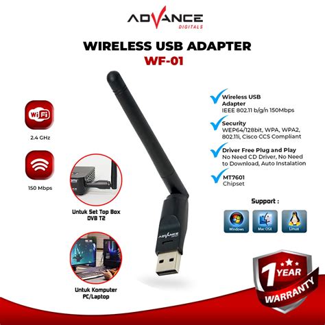 Jual Advance Usb Dongle Wifi Wireless Adapter Receiver Wf Komputer