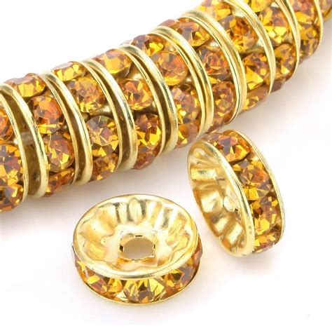 Amazon Rubyca Pcs Round Rondelle Spacer Bead Gold Tone Mm Dark