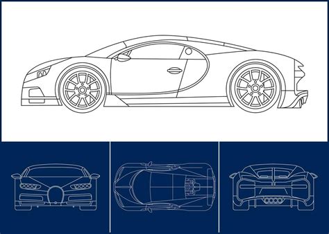 Sport Car Template Transportation Outline Stroke Template Blueprint Layout Wrap Sticker Air