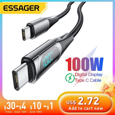 Essager PD 100W USB C USB tip C kablosu kablosu hızlı şarj için Xiaomi