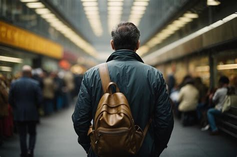 Premium Ai Image Rear View Of Very Busy Man