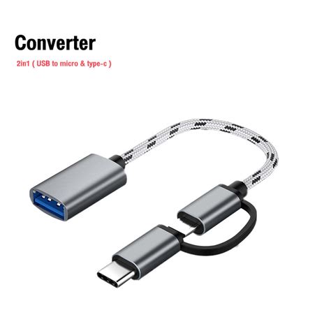 Portable USB Type C To Micro USB Converter Lightning To Micro C Adapter