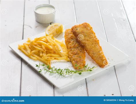 Fish And Chips Fried Fish Fillet With French Fries Stock Photo Image