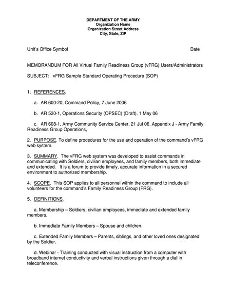 Army Sop Template Fillable Complete Online Airslate Signnow