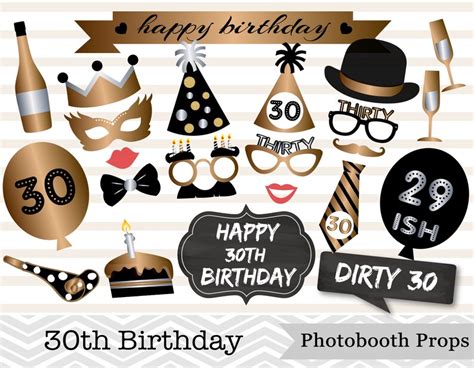 Printable 30th Birthday Photo Booth Props Happy 30th Birthday Photo