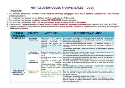 Matriz De Enfoques Transversales Cneb Docx Descarga Gratuita