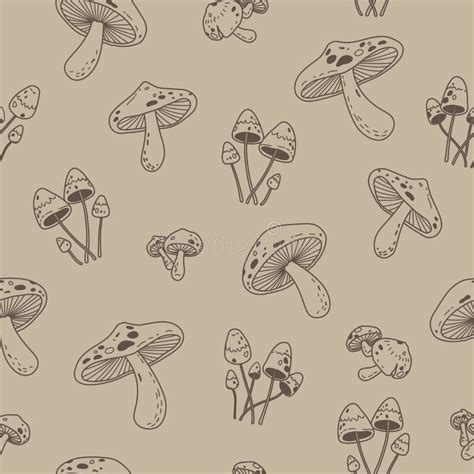 Mushroom Seamless Pattern Vector Doodle Illustration Repeat Wallpaper