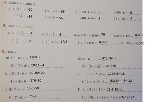 Działania na liczbach dodatnich i ujemnych zadanie zad 4 5 6 Brainly pl