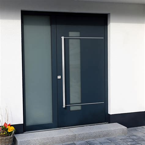 Porte d entrée Alu Design Contemporain avec Barre de Tirage Inox