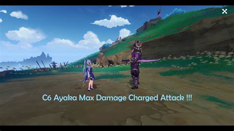 Genshin Impact C6 Ayaka Crazy Charged Attack Damage Showcase Youtube