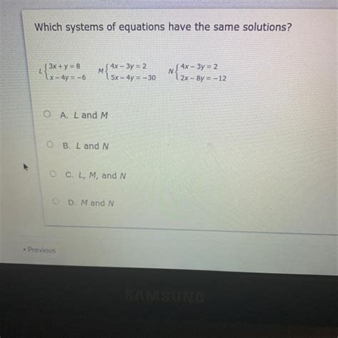 Which Systems Of Equations Have The Same Solutions L 3x Y 8 1x 4y