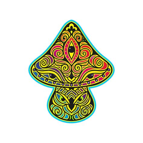 Magic Mushrooms Psychedelic Pattern Fluorescent Neon Stock Vector