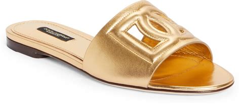 Dolce And Gabbana Bianca Interlock Slide Sandal Shopstyle