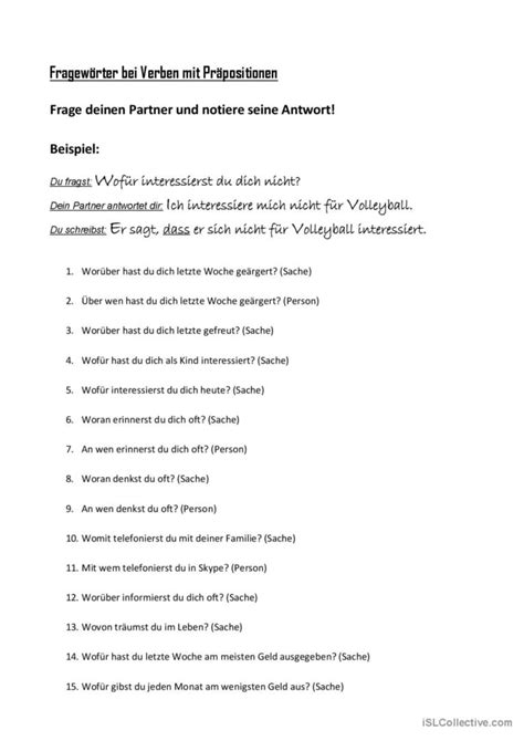 Verben Mit Pr Positionen Fragew Rte Deutsch Daf Arbeitsbl Tter Pdf Doc