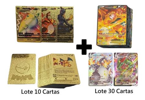 Lote 10 Cartas Pokemon Douradas Lote 30 Cartas Brilhantes