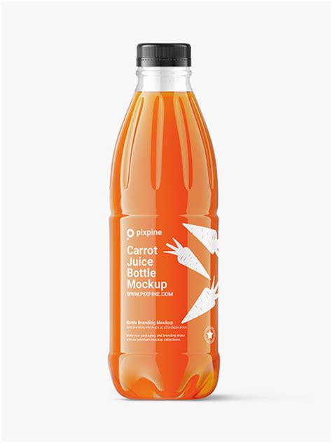 Carrot Juice Clear Pet Bottle Mockup Premium Psd Mockups