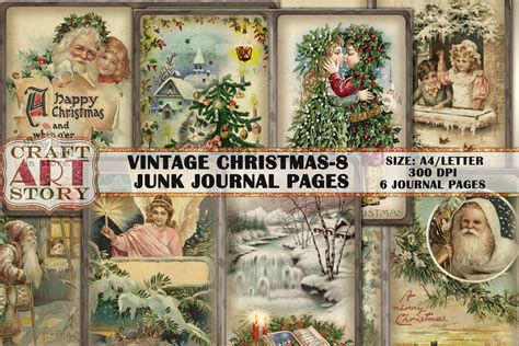 Vintage Christmas Junk Journal Pages 8 Graphic By Craftartstory · Creative Fabrica