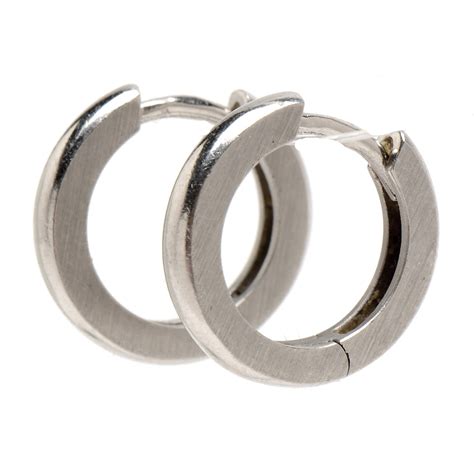 Pair of Platinum Huggie Hoop Earrings | EBTH