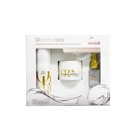 Kit Shampoo Máscara e Óleo Wella Oil Reflections Home Care Sol Peeling